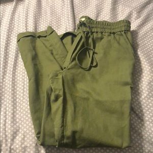 J crew olive linen drawstring pants
